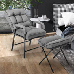 Costway Modern Accent Chair Linen Fabric Upholstered Single Sofa Chair W/ Ottoman - thumbnail 5