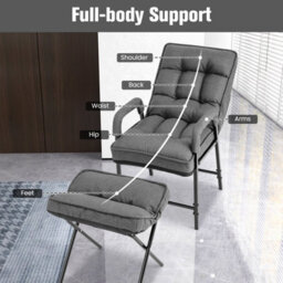 Costway Modern Accent Chair Linen Fabric Upholstered Single Sofa Chair W/ Ottoman - thumbnail 7