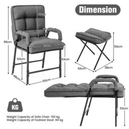 Costway Modern Accent Chair Linen Fabric Upholstered Single Sofa Chair W/ Ottoman - thumbnail 3