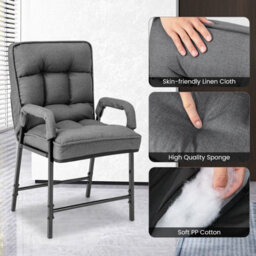 Costway Modern Accent Chair Linen Fabric Upholstered Single Sofa Chair W/ Ottoman - thumbnail 8