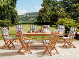 Beliani Garden Dining Set 8 Seater Maui Ii Multicolour Acacia Wood With Cushions - thumbnail 2