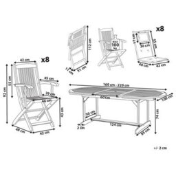 Beliani Garden Dining Set 8 Seater Maui Ii Multicolour Acacia Wood With Cushions - thumbnail 3