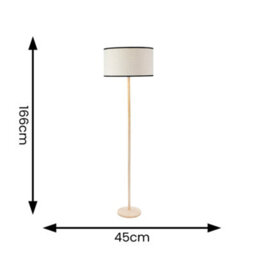 Valuelights Triston Natural Light Wood Stem Floor Lamp With Linen Black Trim Drum Shade And Led Bulb - thumbnail 6