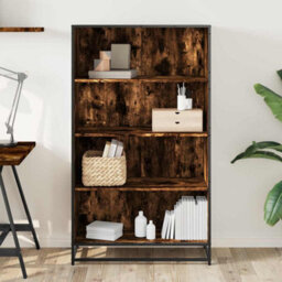Berkfield Bookcase Smoked Oak 80.5X35X139 Cm Engineered Wood - thumbnail 3