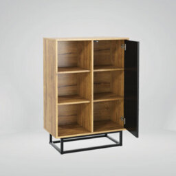 Sideboard 100Cm Sideboard Cabinet Cupboard Tv Stand Living Room Oak&black - thumbnail 3