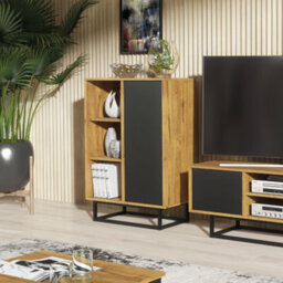 Sideboard 100Cm Sideboard Cabinet Cupboard Tv Stand Living Room Oak&black