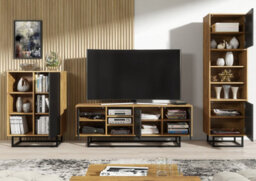 Sideboard 100Cm Sideboard Cabinet Cupboard Tv Stand Living Room Oak&black - thumbnail 5
