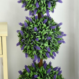 Homcom Set Of 2 Potted Artificial Plants Ball Tree With Lavender Flowers, 110Cm - thumbnail 8