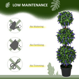 Homcom Set Of 2 Potted Artificial Plants Ball Tree With Lavender Flowers, 110Cm - thumbnail 5