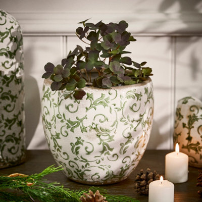 Dibor Vintage Style Luxury Irina Green Large Botanical Flower Planter H17 X Dia. 18.5Cm - image 1