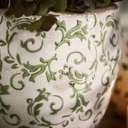 Dibor Vintage Style Luxury Irina Green Large Botanical Flower Planter H17 X Dia. 18.5Cm - thumbnail 2
