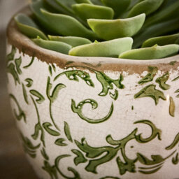 Dibor Vintage Style Luxury Irina Green Large Botanical Flower Planter H17 X Dia. 18.5Cm - thumbnail 3