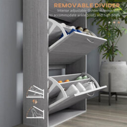 Wyld Haus Makahi Grey Wood-Effect Shoe Cabinet - Slim 3-Drawer Flip Storage For Up To 12 Pairs - thumbnail 7
