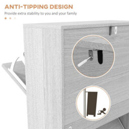 Wyld Haus Makahi Grey Wood-Effect Shoe Cabinet - Slim 3-Drawer Flip Storage For Up To 12 Pairs - thumbnail 8
