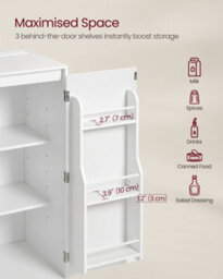 LEDREM Custos Collection - Kitchen Sideboard, Storage Cabinet With Worktop, Microwave Stand, Open Compartment, 3 Doors - thumbnail 5