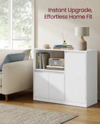 LEDREM Custos Collection - Kitchen Sideboard, Storage Cabinet With Worktop, Microwave Stand, Open Compartment, 3 Doors - thumbnail 7
