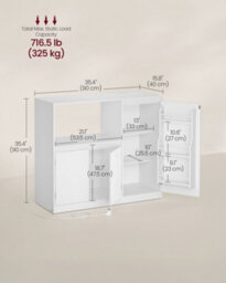 LEDREM Custos Collection - Kitchen Sideboard, Storage Cabinet With Worktop, Microwave Stand, Open Compartment, 3 Doors - thumbnail 6