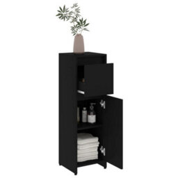 Vidaxl Bathroom Cabinet Black 30X30X95 Cm Engineered Wood Bathroom Cabinets - thumbnail 5