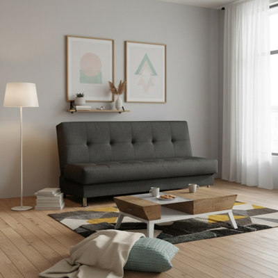 Enduro Iii Sofa Bed 193 Cm With Click Clack Mechanism Storage Comfortable Fold Out Couch With Wooden Frame Graphite - image 1