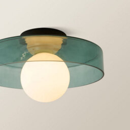 Valuelights Newbury Jade Green Glass Ip44 Flush Ceiling Light - thumbnail 3