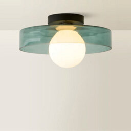 Valuelights Newbury Jade Green Glass Ip44 Flush Ceiling Light - thumbnail 6