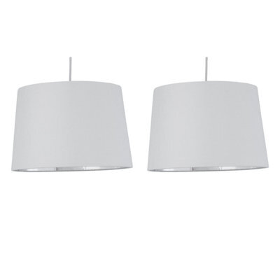 First Choice Lighting Set Of 2 Zoey - White With Silver Easy Fit Pendant Or Lamp Shades - image 1