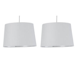 First Choice Lighting Set Of 2 Zoey - White With Silver Easy Fit Pendant Or Lamp Shades - thumbnail 1