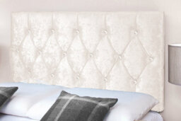 "Slumbre Diamond Cut Crushed Velvet 3Ft Single 20"" Headboard - White"