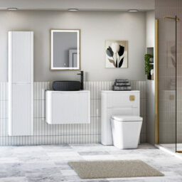 Royal Bathrooms Avenza 600mm Matte White Wall Hung Bathroom Countertop Vanity Unit 1 Drawer With Milan Black Basin - thumbnail 4