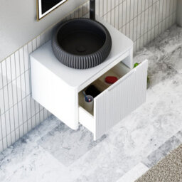 Royal Bathrooms Avenza 600mm Matte White Wall Hung Bathroom Countertop Vanity Unit 1 Drawer With Milan Black Basin - thumbnail 5