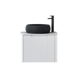 Royal Bathrooms Avenza 600mm Matte White Wall Hung Bathroom Countertop Vanity Unit 1 Drawer With Milan Black Basin - thumbnail 6