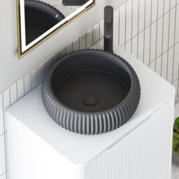 Royal Bathrooms Avenza 600mm Matte White Wall Hung Bathroom Countertop Vanity Unit 1 Drawer With Milan Black Basin - thumbnail 7