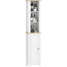 Tall Bathroom Cabinet Slim Storage Unit Narrow Floor Cupboard Tallboy White - thumbnail 4