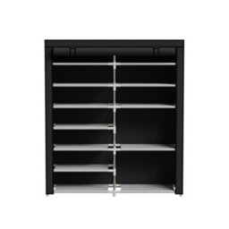 Darphe Black 7 Tier Double-Row Shoe Cabinet With Roll-Up Dustproof Door - thumbnail 4