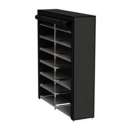Darphe Black 7 Tier Double-Row Shoe Cabinet With Roll-Up Dustproof Door - thumbnail 5
