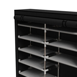 Darphe Black 7 Tier Double-Row Shoe Cabinet With Roll-Up Dustproof Door - thumbnail 6