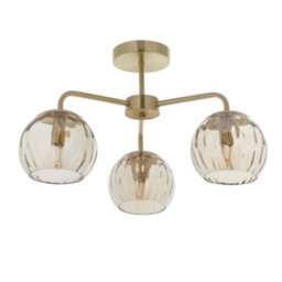 Anson Lighting Iowa 3Lt Semi Flush Light Finished In Satin Brass Plate And Champagne Lustre Glass - thumbnail 5