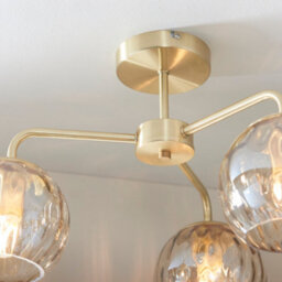Anson Lighting Iowa 3Lt Semi Flush Light Finished In Satin Brass Plate And Champagne Lustre Glass - thumbnail 3