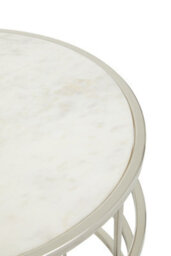 Orsina Marble Top White Side Table, Open Design Frame Bedside Table, Round End Table For Living Room, Lounge, Home - thumbnail 3