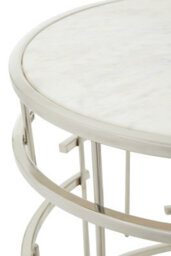 Orsina Marble Top White Side Table, Open Design Frame Bedside Table, Round End Table For Living Room, Lounge, Home - thumbnail 4