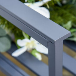 Outsunny 2 Seat Steel Patio Garden Bench Chair Slat Design Backyard Porch, Grey - thumbnail 7