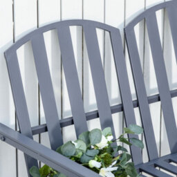 Outsunny 2 Seat Steel Patio Garden Bench Chair Slat Design Backyard Porch, Grey - thumbnail 8