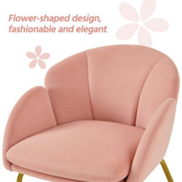 Yaheetech Pink Flower Shape Velvet Armchair Accent Chair With Golden Metal Legs - thumbnail 8