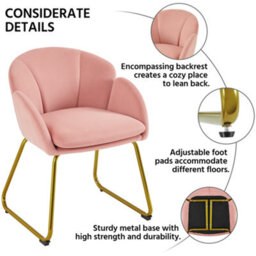 Yaheetech Pink Flower Shape Velvet Armchair Accent Chair With Golden Metal Legs - thumbnail 4