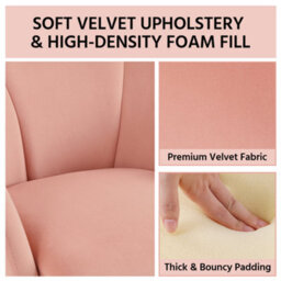 Yaheetech Pink Flower Shape Velvet Armchair Accent Chair With Golden Metal Legs - thumbnail 5