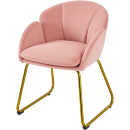 Yaheetech Pink Flower Shape Velvet Armchair Accent Chair With Golden Metal Legs - thumbnail 2