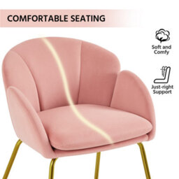 Yaheetech Pink Flower Shape Velvet Armchair Accent Chair With Golden Metal Legs - thumbnail 6
