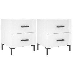 Berkfield Bedside Cabinets 2 Pcs High Gloss White 40X35X47.5 Cm Engineered Wood - thumbnail 2