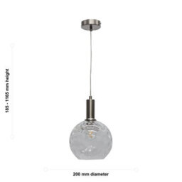 First Choice Lighting Set Of 2 Barnum - Clear Dimple Glass Globe Satin Nickel Deco Pendants - thumbnail 6