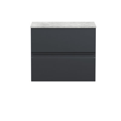 Hudson Reed Urban Soft Black Wall Hung 2 Drawer Vanity Unit And Laminate Worktop With Silent Close, 522 X 610 X 390 - image 1